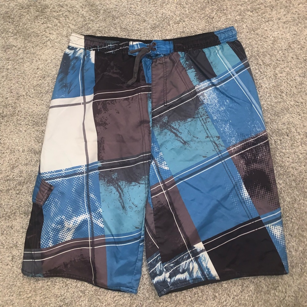 BurnSide Blue & Gray Swim Trunks size M - Picture 2 of 7